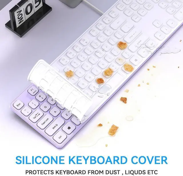 Alt view image 4 of 5 - USB Wired Keyboard for window,Comfortable Quiet Chocolate Keys, Durable Ultra-Slim Wired Computer Keyboard(QWERTY) for PC, Windows 11/10/8/7/XP/Vista KB1430 (KB435 Purple, Wired Keyboard For Windows)