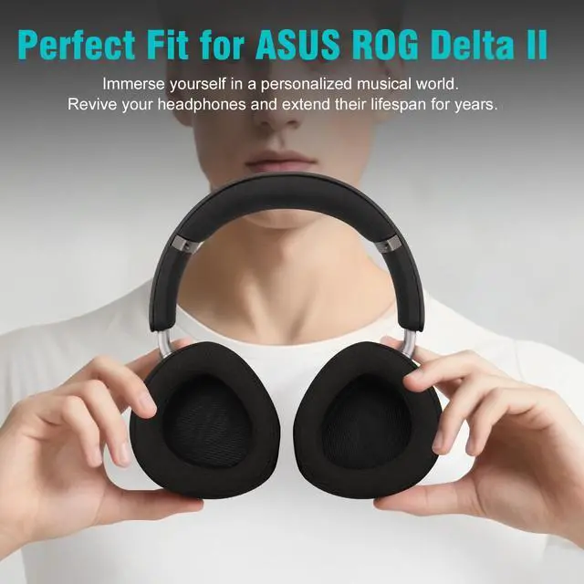 Alt view image 2 of 5 - Ear Cushions Replacement Pads Compatible with ASUS ROG Delta II Headset, Breathable Mesh Earpads with Memory Foam (Mesh Fabric-Black)