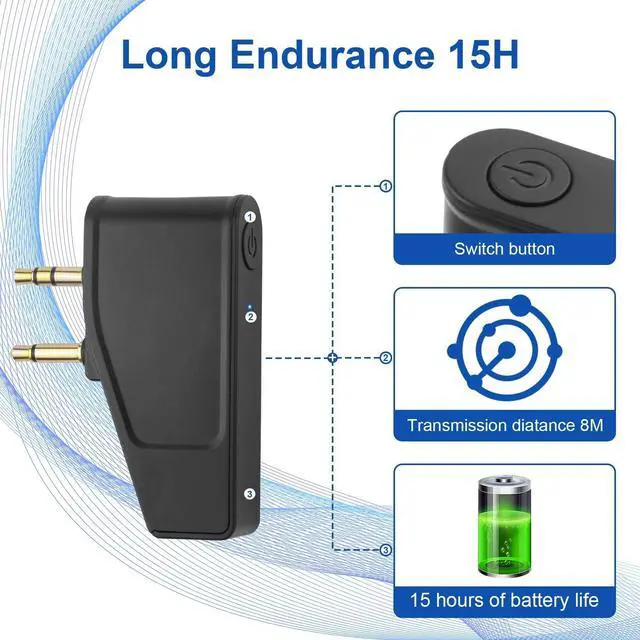 Alt view image 5 of 5 - Airplane Bluetooth Adapter Compatible with Bose Wireless/Wired Headphones and Any 3.5mm Aux Jack on Airplane, Bluetooth 5.3 Transmitter Receiver and 3.5mm Audio Jack (2 in 1)