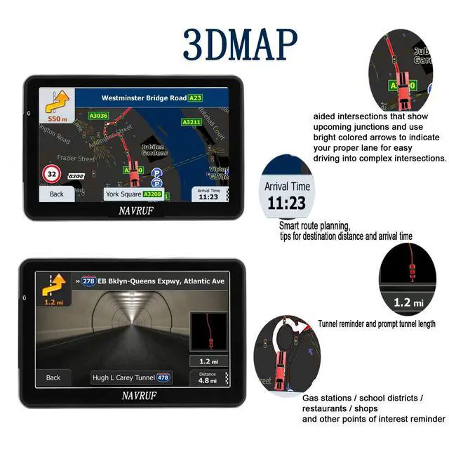 Alt view image 5 of 5 - GPS Navigator for Car Truck RV7 inch Touch Screen Latest 2026 Map,Support Voice Turn Direction Guidance/Speed and Red Light Warning/Custom Truck Routing (Free Lifetime Updates)