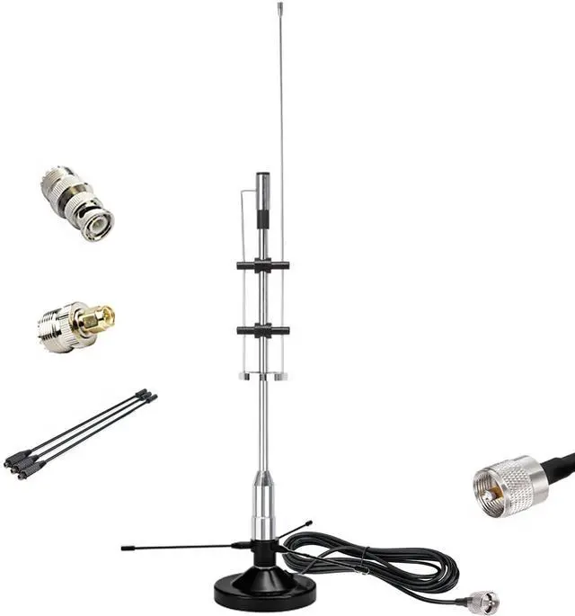 Main image of 25-3000MHz Desktop Police Scanner Antenna Magnetic Base, 2m 70cm Vehicle Mobile HF VHF UHF GMRS Radio Antennas for Scanners Radio, with 16.4ft Cable BNC/SMA/SO239/ VHF UHF Ground Plane