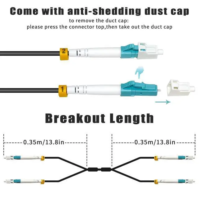 Alt view image 5 of 5 - 150 Meters Armored Fiber Patch Cable OM3, LC to LC Fiber Optic Cable Cord 10GB/Gigabit Multimode Jumper Duplex 50/125um, Multi Mode Outdoor OM3 LC Fiber 500 Foot