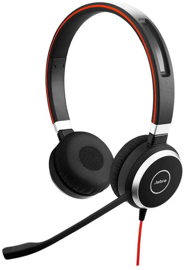 Main image of Jabra Evolve 40 Professional Wired Headset, Stereo, UC-Optimized Telephone Headset for Greater Productivity, Superior Sound for Calls and Music, 3.5mm Jack/USB Connection, All-Day Comfort Design