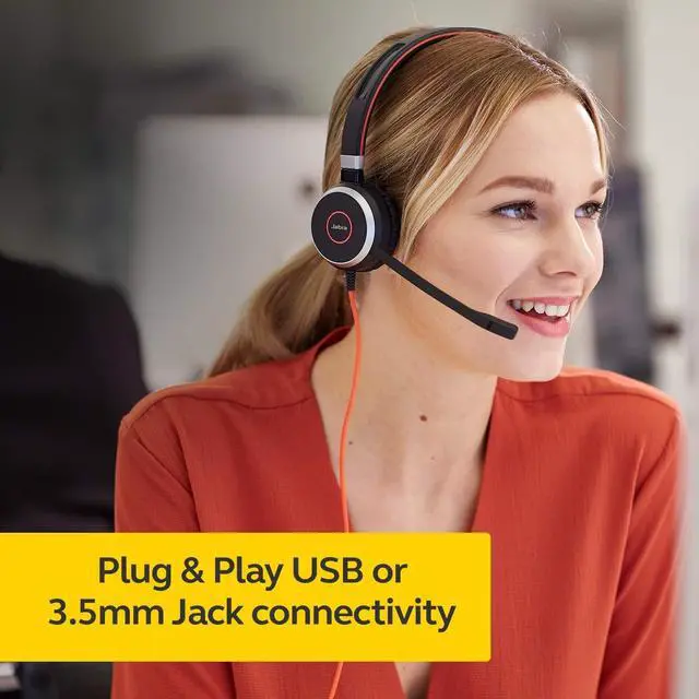 Alt view image 4 of 5 - Jabra Evolve 40 Professional Wired Headset, Stereo, UC-Optimized Telephone Headset for Greater Productivity, Superior Sound for Calls and Music, 3.5mm Jack/USB Connection, All-Day Comfort Design