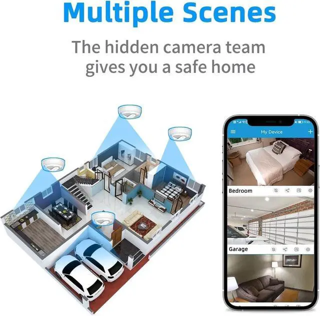 Alt view image 2 of 5 - LIZVIE Smoke Detector Hidden Camera, Smoke Detector Camera with Motion Detection & Night Vision, 10000mAh/No Monthly Free/Wi-Fi App Control/Supports 256G SD for Pet/Baby Home Security.