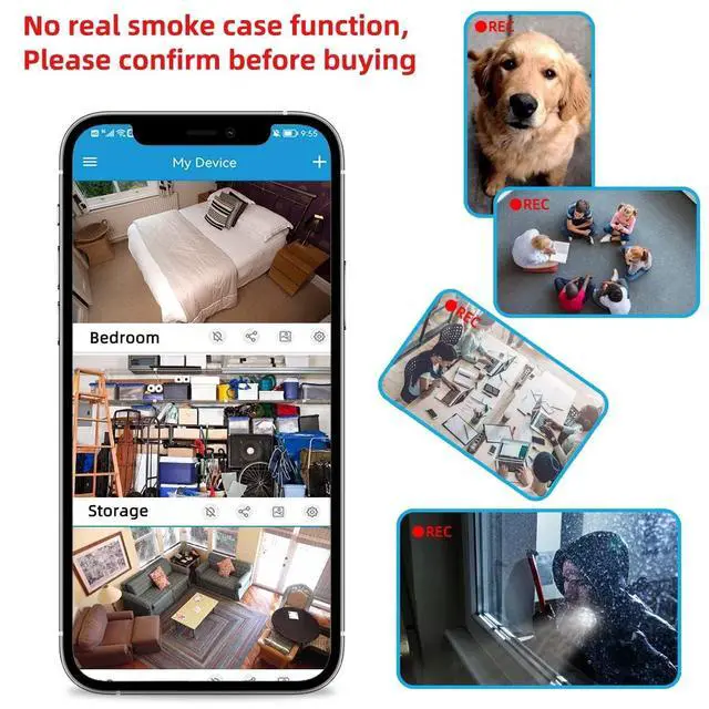 Alt view image 3 of 5 - LIZVIE Smoke Detector Hidden Camera, Smoke Detector Camera with Motion Detection & Night Vision, 10000mAh/No Monthly Free/Wi-Fi App Control/Supports 256G SD for Pet/Baby Home Security.