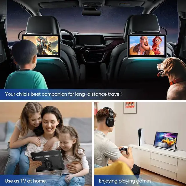 Alt view image 2 of 5 - 13.3" Android Car TV Headrest Video Player for Back Seat, Support 5G WiFi Phone Link Bluetooth Airplay USB HDMI in/Out Portable TV Monitor Touchscreen
