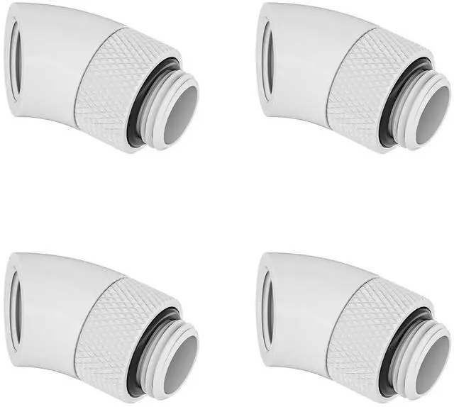 Main image of Barrow G1/4" Male to Female 45 Fitting, 360 Rotary 45 Degree Angled Elbow Connector, Rotary Extender Fitting for Computer Water Cooling System (White,4-Pack)