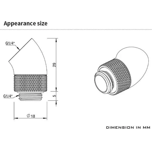 Alt view image 2 of 4 - Barrow G1/4" Male to Female 45 Fitting, 360 Rotary 45 Degree Angled Elbow Connector, Rotary Extender Fitting for Computer Water Cooling System (White,4-Pack)
