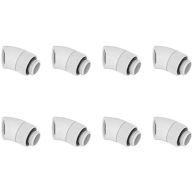 Alt view image 4 of 4 - Barrow G1/4" Male to Female 45 Fitting, 360 Rotary 45 Degree Angled Elbow Connector, Rotary Extender Fitting for Computer Water Cooling System (White,4-Pack)