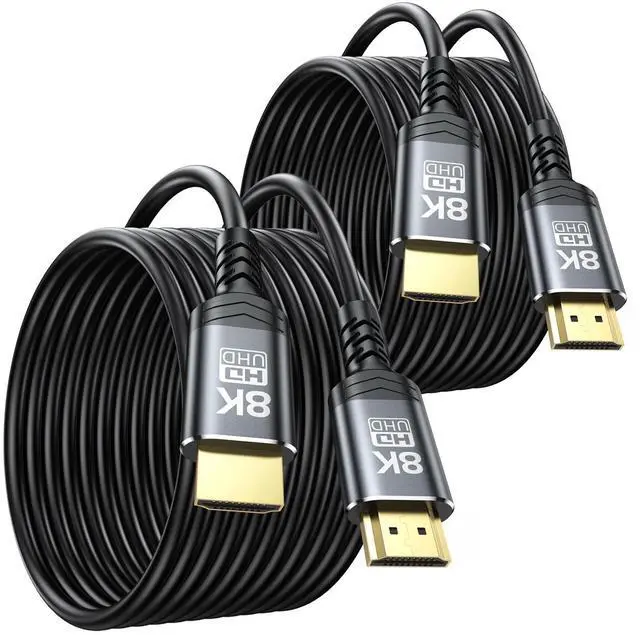 Main image of DoroJepi 8K HDMI Cable 20 FT 2-Pack, Long HDMI 2.1 Cable 20 Foot in-Wall CL3 Rated High Speed HDMI Shielded Cord (48Gbps, 8K@60Hz, 4K@120Hz, HDCP2.3, HDR, eARC) for Roku TV/Laptop/PS5/Monitor/HDTV/