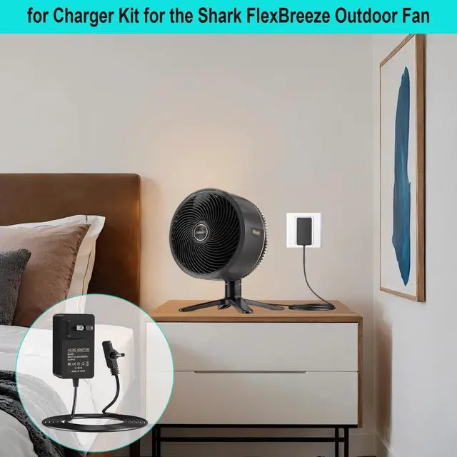 Alt view image 5 of 5 - 12V Charger Kit for the Shark FlexBreeze Outdoor Fan, Compatible with FA222, FA222WH, FA302, and FA302WH Adapter Cables. Includes a Portable 12V car Charger Cable.