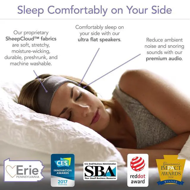 Alt view image 2 of 5 - SleepPhones Wireless Sleep Headphones by AcousticSheep V8 ^^ 24-Hour Battery ^^ Original and Most Comfortable Bluetooth Headphones for Sleeping (Small, Quiet Lavender Fleece)