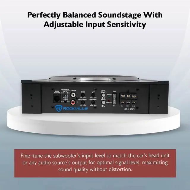 Alt view image 4 of 5 - Rockville USS10 10" 800W Slim Under-Seat Active Powered Car/Truck Subwoofer