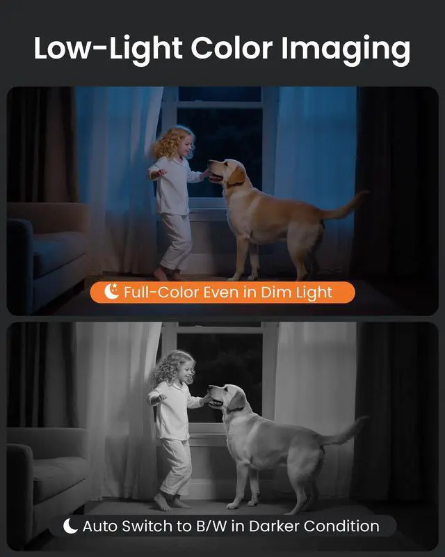 Alt view image 4 of 5 - Anlapus A50 4K Pan/Tilt Home Indoor Security Camera, Plug-in WiFi Pet/Baby Monitor with One-Touch Call, AI Human/Pet/Face Tracking, 2.4/5 GHz, Two-Way Talk, Night Vision, 64G Memory Card Storage