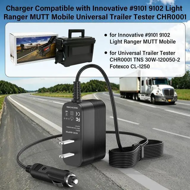 Alt view image 2 of 5 - 12V Charger for Innovative America #9101 Light for Ranger #9102 Heavy MUTT Mobile Universal Trailer Tester CHR0001 TNS 30W-120050-2 Fotexco CL-1250 Power Supply