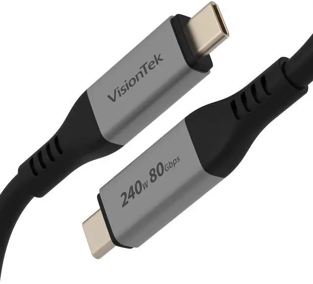 Main image of VisionTek USB C Cable (4.9ft, 240W, 80Gbps, 16K) USB 4 Video, Fast Charging, Data Transfer, Works with Thunderbolt 3/4/5, MacBook, Dell Pro, iPhone 16, iPad, Docking, Monitor and More