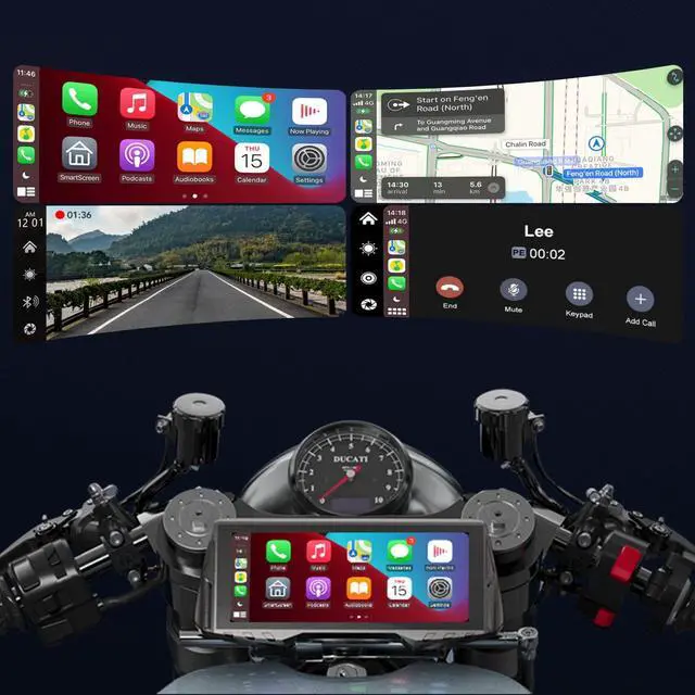 Alt view image 2 of 5 - Motorcycle CarPlay with Dual Cameras TPMS, 6.86 Inch Wireless CarPlay Android Auto Screen for Motor, 1080P Front and Rear Camera, Siri Voice Control
