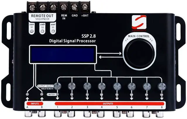 Main image of SSP 2.8 Digital Signal Processor & Equalizer 15-Band Graphic EQ, 2 Input/8 Output, 12 Presets, Built-in Crossover for Car Audio Enhancement