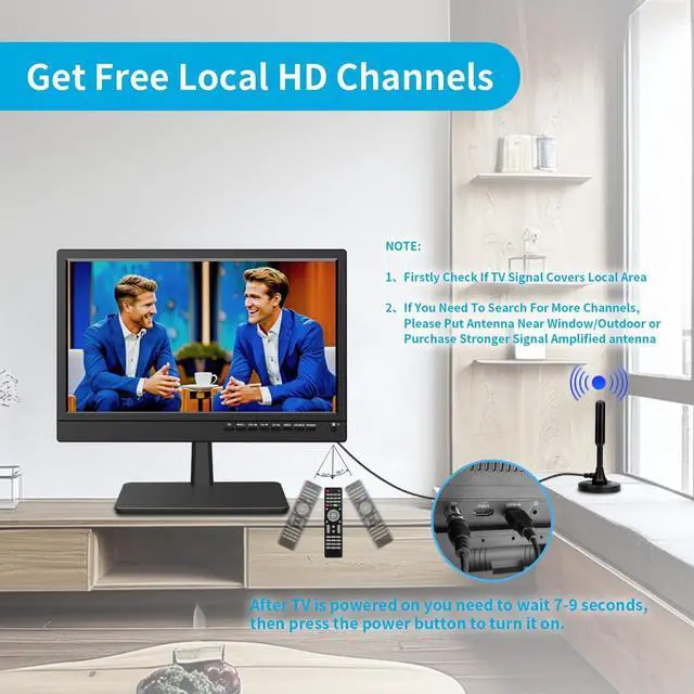 Alt view image 3 of 5 - Feihe 14 inch Small Kitchen TVDigital ATSC Tuner, HDMI/USB/TF/Headphone Ports, Remote Control for Kitchen/Bedroom/RV