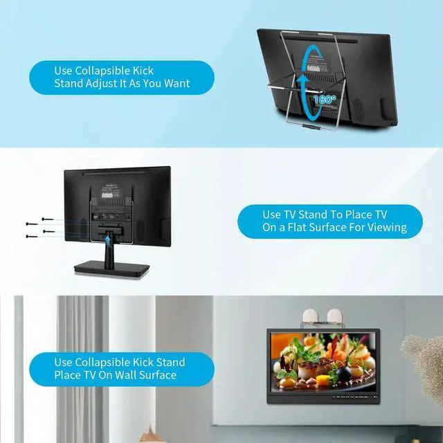 Alt view image 5 of 5 - Feihe 14 inch Small Kitchen TVDigital ATSC Tuner, HDMI/USB/TF/Headphone Ports, Remote Control for Kitchen/Bedroom/RV