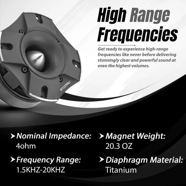 Alt view image 4 of 5 - Warzone 2X WZ80TW 4.81-Inch Super Tweeter Speaker, 4 Ohm, 3600W Total Max Power, 103dB Sensitivity, Titanium Diaphragm, CCAW Voice Coil for Pro Car Audio (Pair)