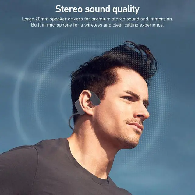 Alt view image 4 of 5 - Yunseity Bone Conduction Headphones, IPX5 Water Proof Swimming Headphones with 240 Hours Standby, Bluetooth 5.3 Open Ear Sports Headset with Microphone for Swimming Running Fitness