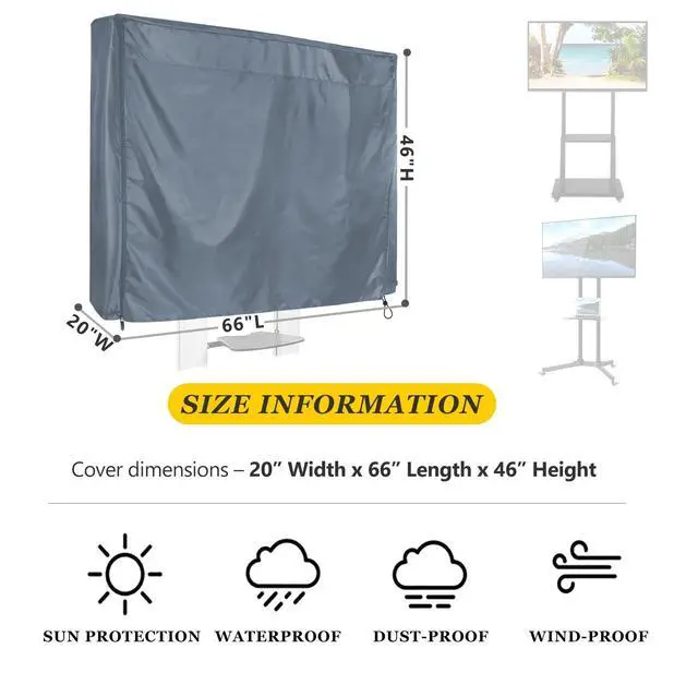 Alt view image 2 of 4 - SELUGOVE Mobile TV Stand Cover for 60-72 Inch Waterproof Moisture-proof Dust-proof TV Screen Protection Cover Grey