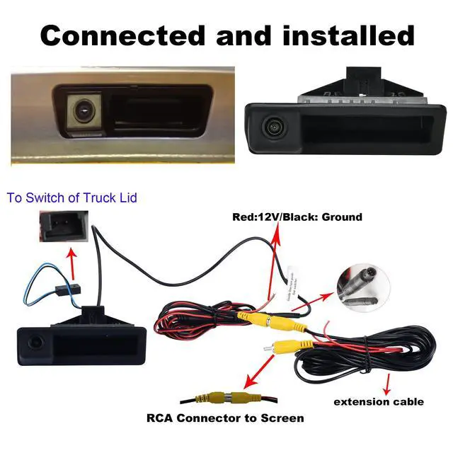 Alt view image 3 of 5 - Canying Car Rear View Reverse Back Trunk Handle Camera Special for BMW E60 E61 E70 E71 E72 E82 E88 E84 E90 E91 E92 E93 X1 X5 with Moving Parking line