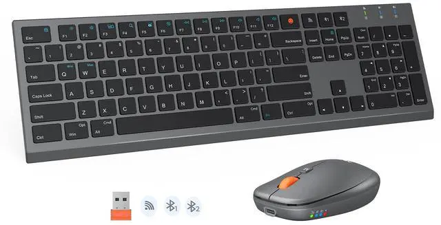 Main image of MEETION Wireless Keyboard and Mouse Combo, Multi-Device Bluetooth Keyboard Mouse, Slim Silent Scissor-Switch Full-Size Rechargeable Keyboard, 3200 DPI Optical Mouse, for Windows, Mac, PC/Laptop