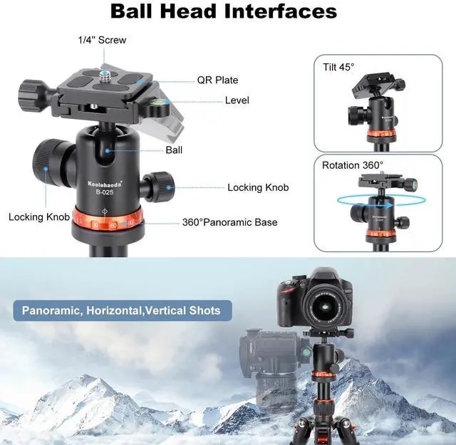 Alt view image 3 of 5 - Koolehaoda Mini Tabletop Tripod with 360 Ball Head, Aluminum Portable