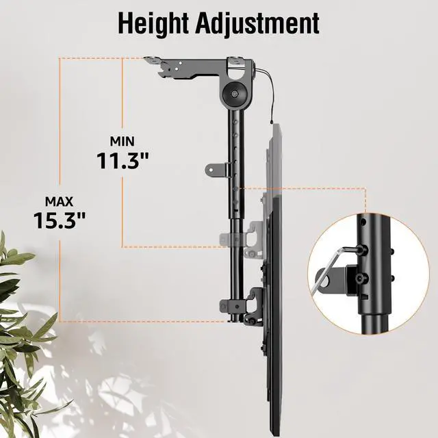 Alt view image 3 of 5 - ELIVED Flip Down Ceiling TV Mount for Most 14-40 Inch TVs, Floding TV Mount for Flat and Pitched Roof, Height Adjustable Full Motion tv Bracket 360 Swivel for Patio, Max VESA 200x200mm, up to 22 Lbs