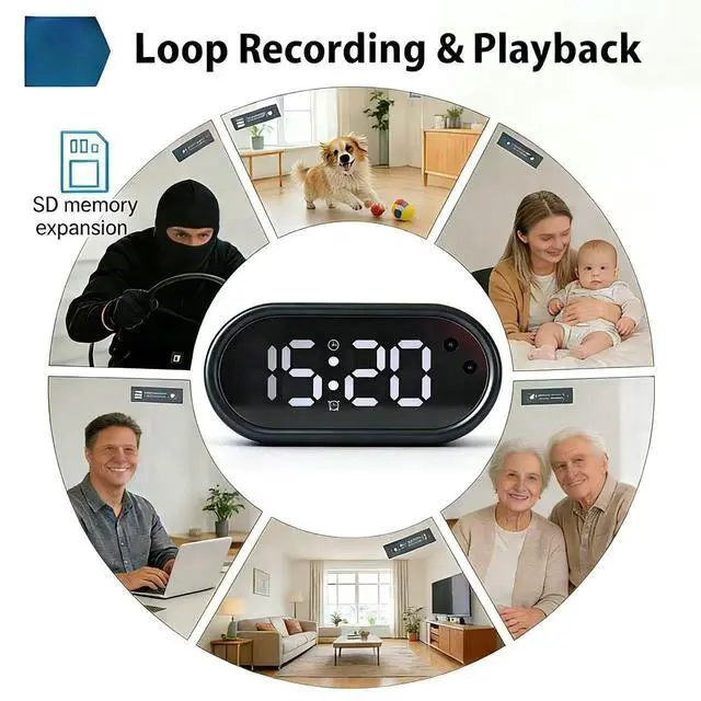 Alt view image 2 of 5 - JNWMYQFC Clock Camera - Indoor Security Camera - Indoor Security Nanny Camera for Baby Monitor, 150 Wide Angle Field of View Hidden Camera Clock, 1080P Camera for Home Security