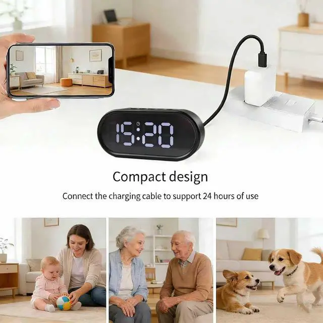 Alt view image 3 of 5 - JNWMYQFC Clock Camera - Indoor Security Camera - Indoor Security Nanny Camera for Baby Monitor, 150 Wide Angle Field of View Hidden Camera Clock, 1080P Camera for Home Security