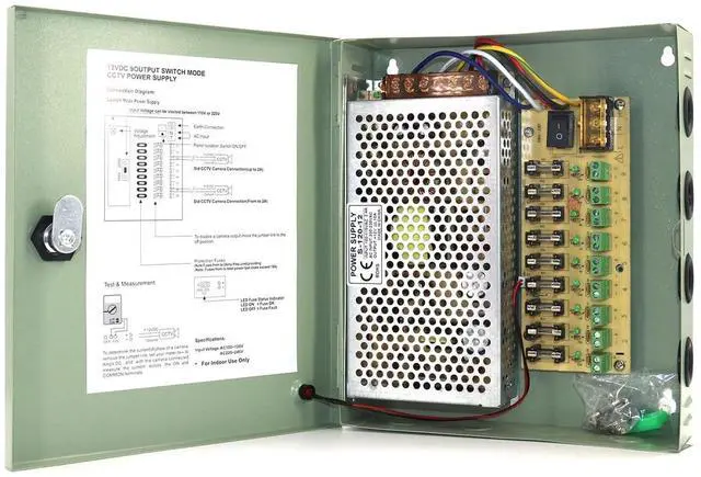Main image of AOMUCH 9 Output Channel CCTV Power Supply Box DC 12V 10A