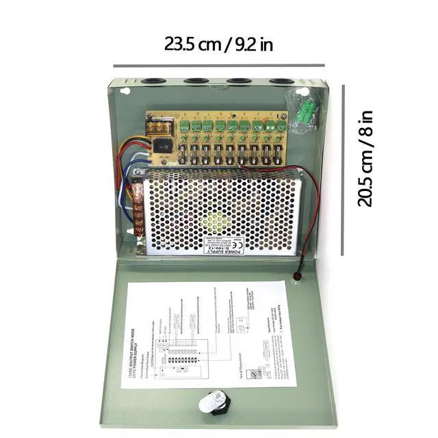 Alt view image 2 of 5 - AOMUCH 9 Output Channel CCTV Power Supply Box DC 12V 10A