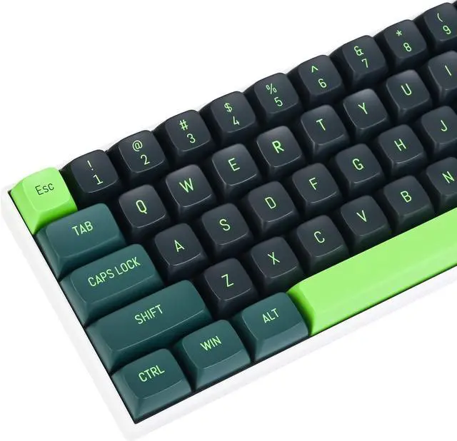 Main image of iRoboosta CSA Profile PBT Keycaps - Double Shot Green and Black 160 Keys Custom Keycap Set - Compatible with 60% 65% 75% 80% Full Size Layouts Cherry MX Switches Mechanical Keyboard (Soundwave)
