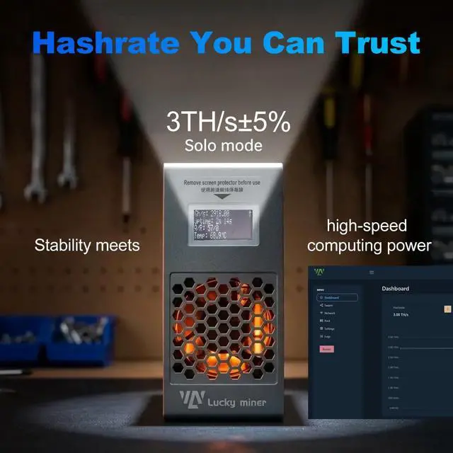Alt view image 4 of 5 - Luckyminer LV07 Pro Bitcoin Miner, 3TH/s BM1370 ASIC, SHA-256 Algorithm, Medium Noise Mining Rig with PSU, Suitable for Living Room, Garage and Areas Far from Bedrooms