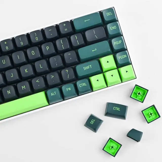 Alt view image 3 of 5 - iRoboosta CSA Profile PBT Keycaps - Double Shot Green and Black 160 Keys Custom Keycap Set - Compatible with 60% 65% 75% 80% Full Size Layouts Cherry MX Switches Mechanical Keyboard (Soundwave)