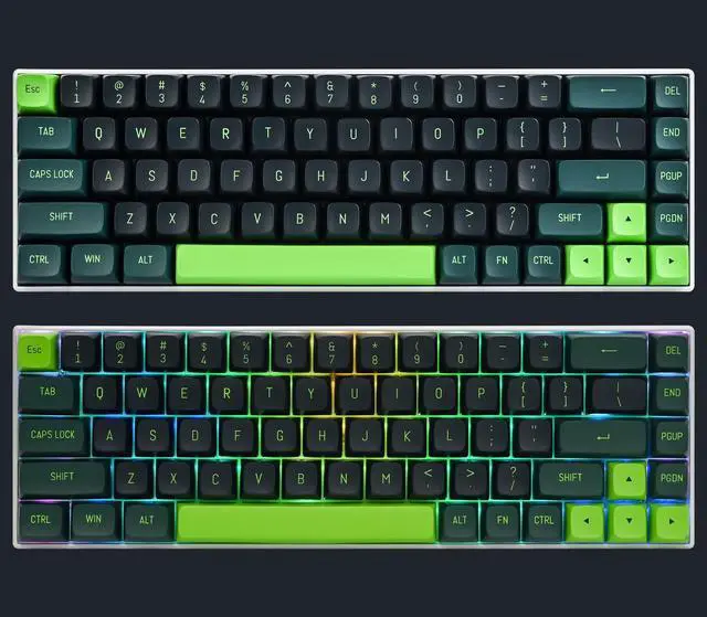 Alt view image 4 of 5 - iRoboosta CSA Profile PBT Keycaps - Double Shot Green and Black 160 Keys Custom Keycap Set - Compatible with 60% 65% 75% 80% Full Size Layouts Cherry MX Switches Mechanical Keyboard (Soundwave)
