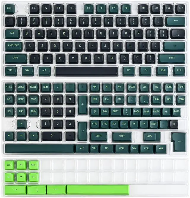 Alt view image 5 of 5 - iRoboosta CSA Profile PBT Keycaps - Double Shot Green and Black 160 Keys Custom Keycap Set - Compatible with 60% 65% 75% 80% Full Size Layouts Cherry MX Switches Mechanical Keyboard (Soundwave)