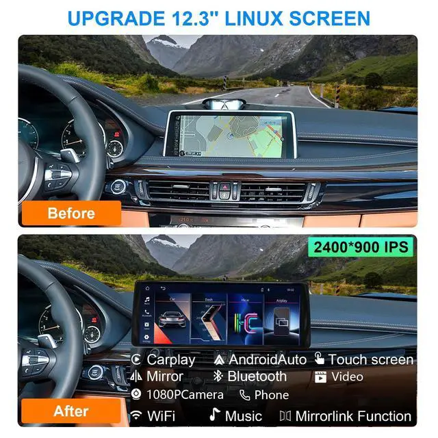 Alt view image 3 of 5 - 12.3 Inch Car Stereo Carplay Touchscreen for BMW X5 X6 2014-2016 F15 F16