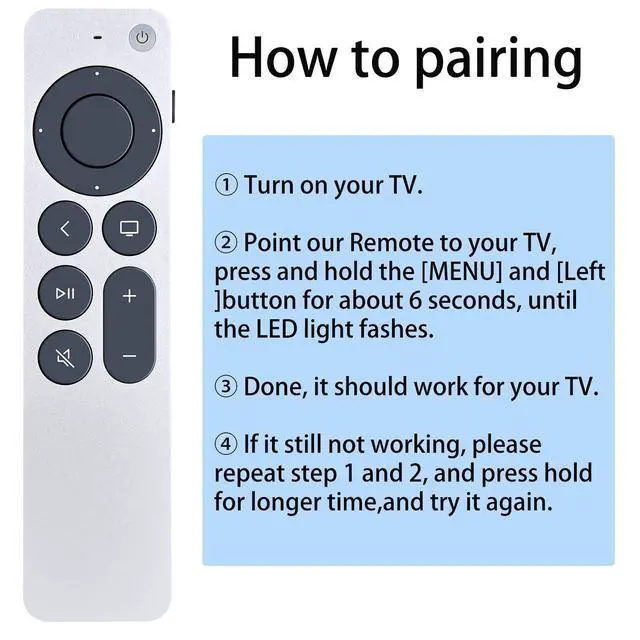 Alt view image 5 of 5 - MOVHEIYL Replacement Remote Control Compatible for Apple TV A2540 A2584 (Without Voice Function)