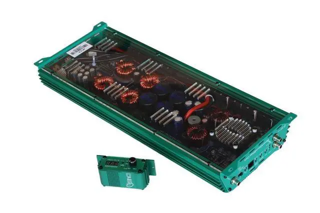 Alt view image 2 of 4 - DOWN4SOUND JP23 V1.5 Elite Teal ^^ Monoblock Amplifier - 2300W RMS, 1-Ohm Stable, Linkable for Car Audio Systems, High-Performance Bass Amplifier for 2000W Subwoofer Setup
