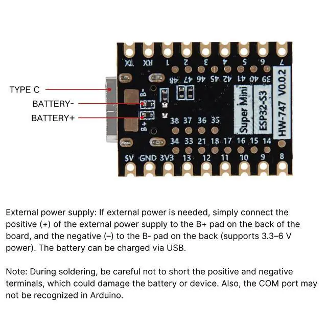 Alt view image 3 of 5 - 8PCS Supermini ESP32-S3 Type-C Development Board, Dual-Core 160MHz RISC-V Processor, 2.4GHz WiFi + Bluetooth 5.0, Builtin 4MB Flash for IoT Wearable, Smart Homes & Arduino
