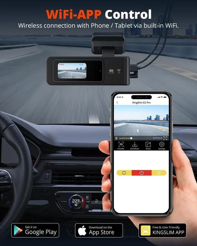 Alt view image 3 of 5 - 2K Dash Cam Front and Rear with 64GB SD Card, Wireless WiFi Dash Camera for Cars, 1.5'' Screen Mini Dashcam Front and Back, Support G-Sensor/Time Lapse 2 Kinds Parking Monitor