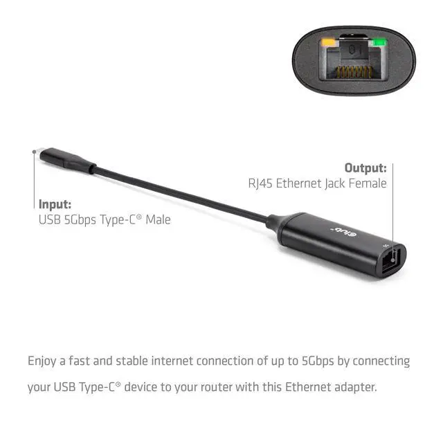 Alt view image 4 of 5 - Club3D CAC-2530 USB 5Gbps Type-C to RJ45 Ethernet M/F