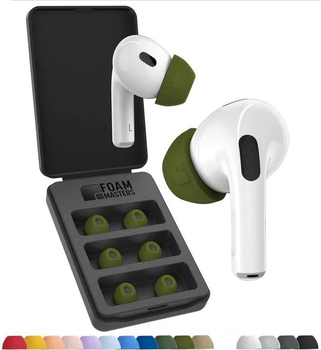 Main image of Foam Masters Ultra-Premium Memory Foam Ear Tips for AirPods Pro 1st & 2nd Gen ^^ 3 Pairs ^^ New Ver. ^^ Secure Fit ^^ Super Comfort ^^ Better Noise Cancel ^^ Replacement Buds (Assorted S/M/L