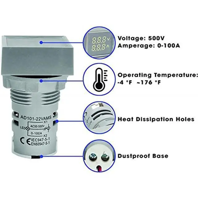 Alt view image 3 of 4 - Dual Current/Voltage Meter Panel for Generator Power Monitoring