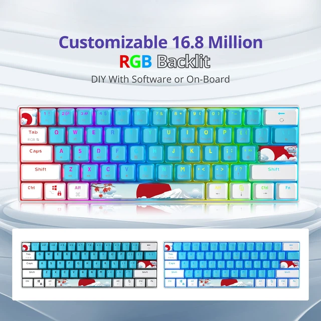 Alt view image 2 of 5 - surmen 60% Mechanical Gaming Keyboard,RGB Compact Wired Keyboard 60 Percent Backlight Anti-ghosting for Windows Laptop PC (61 Blue)